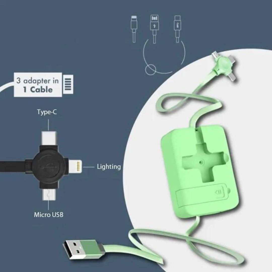 ¡El Cable Retráctil 3 en 1 que Siempre Necesitaste